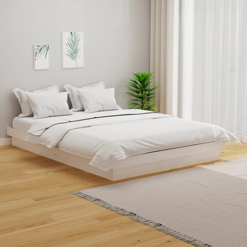 vidaXL Estructura de cama madera maciza blanco 120x200 cm vidaXL Estructura de cama madera maciza blanco 120x200 cm