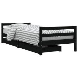 vidaXL Estructura de cama niños con cajones madera pino negro 90x200cm