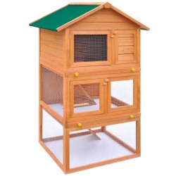 vidaXL Casa de animales pequeños jaula conejera 3 niveles madera