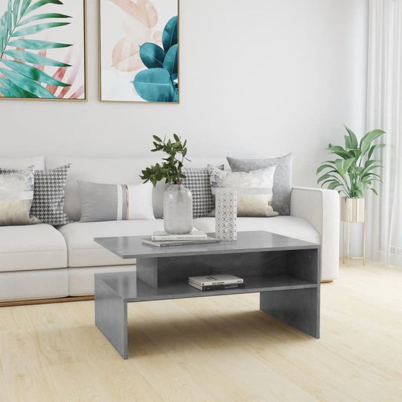 vidaXL Mesa de centro madera contrachapada gris hormigón 90x60x42,5 cm vidaXL Mesa de centro madera contrachapada gris hormigón 90x60x42,5 cm