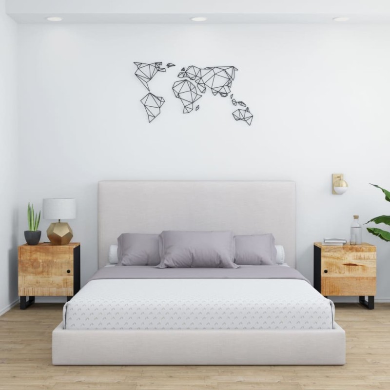 vidaXL Mesitas de noche 2 uds madera maciza de mango 40x33x46 cm vidaXL Mesitas de noche 2 uds madera maciza de mango 40x33x46 cm
