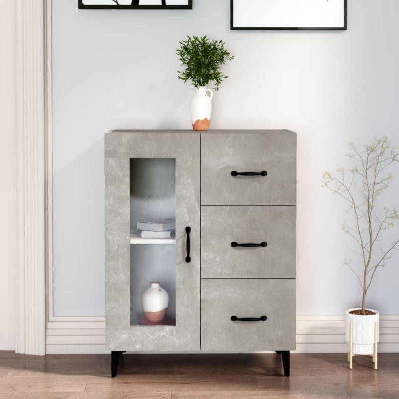 vidaXL Aparador de madera de ingeniería gris hormigón 69,5x34x90 cm