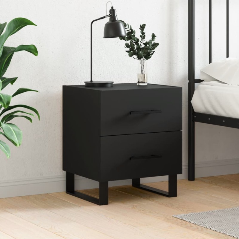 vidaXL Mesita de noche madera de ingeniería negro 40x35x47,5 cm vidaXL Mesita de noche madera de ingeniería negro 40x35x47,5 cm