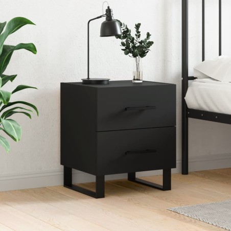 vidaXL Mesita de noche madera de ingeniería negro 40x35x47,5 cm