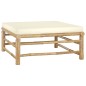 vidaXL Set de muebles de jardín 6 piezas bambú y cojines blanco crema