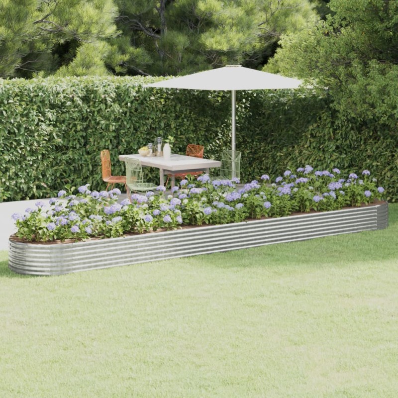 vidaXL Jardinera arriate acero recubrimiento polvo plata 544x100x36 cm vidaXL Jardinera arriate acero recubrimiento polvo plata 544x100x36 cm
