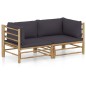 vidaXL Set de muebles de jardín 2 piezas bambú y cojines gris oscuro vidaXL Set de muebles de jardín 2 piezas bambú y cojines gris oscuro
