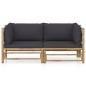 vidaXL Set de muebles de jardín 2 piezas bambú y cojines gris oscuro vidaXL Set de muebles de jardín 2 piezas bambú y cojines gris oscuro