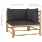 vidaXL Set de muebles de jardín 2 piezas bambú y cojines gris oscuro vidaXL Set de muebles de jardín 2 piezas bambú y cojines gris oscuro