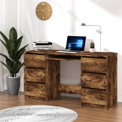 vidaXL Escritorio madera contrachapada roble ahumado 140x50x77 cm