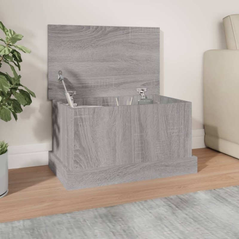 vidaXL Baúl almacenaje madera contrachapada gris sonoma 50x30x28 cm vidaXL Baúl almacenaje madera contrachapada gris sonoma 50x30x28 cm