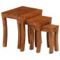 vidaXL Mesas apilables 3 pzas madera maciza acacia marrón 50x35x50 cm vidaXL Mesas apilables 3 pzas madera maciza acacia marrón 50x35x50 cm