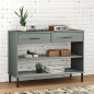 vidaXL Armario consola patas de metal madera maciza pino gris OSLO vidaXL Armario consola patas de metal madera maciza pino gris OSLO