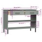 vidaXL Armario consola patas de metal madera maciza pino gris OSLO vidaXL Armario consola patas de metal madera maciza pino gris OSLO