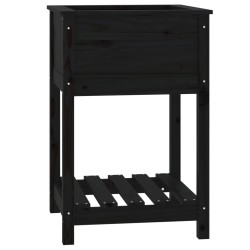 vidaXL Jardinera con estante madera maciza de pino negro 54x54x81 cm