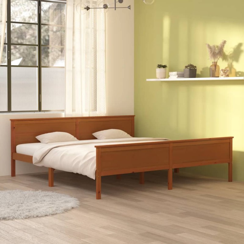 vidaXL Estructura de cama madera maciza pino marrón miel 200x200 cm vidaXL Estructura de cama madera maciza pino marrón miel 200x200 cm