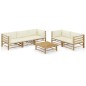vidaXL Set de muebles de jardín 6 piezas bambú y cojines blanco crema vidaXL Set de muebles de jardín 6 piezas bambú y cojines blanco crema