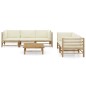 vidaXL Set de muebles de jardín 6 piezas bambú y cojines blanco crema vidaXL Set de muebles de jardín 6 piezas bambú y cojines blanco crema
