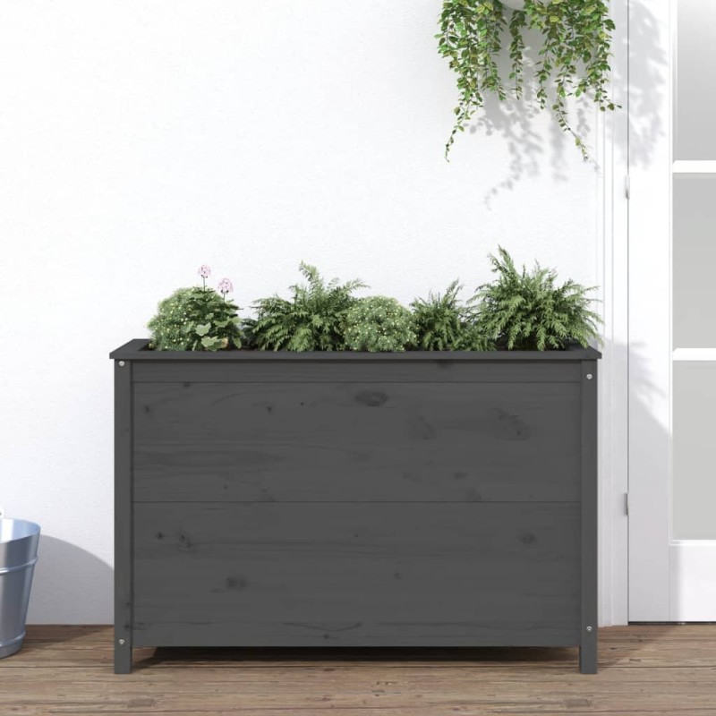 vidaXL Arriate elevado de jardín madera maciza pino gris 119,5x40x78cm vidaXL Arriate elevado de jardín madera maciza pino gris 119,5x40x78cm