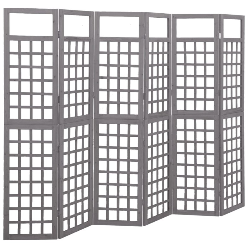 vidaXL Biombo/Enrejado de 6 paneles madera de abeto gris 242,5x180 cm vidaXL Biombo/Enrejado de 6 paneles madera de abeto gris 242,5x180 cm