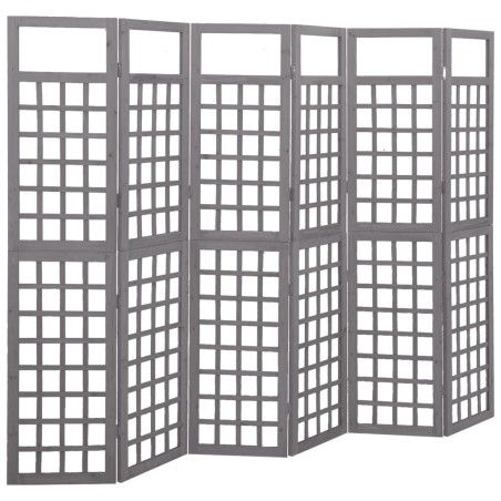vidaXL Biombo/Enrejado de 6 paneles madera de abeto gris 242,5x180 cm