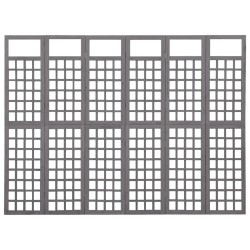 vidaXL Biombo/Enrejado de 6 paneles madera de abeto gris 242,5x180 cm