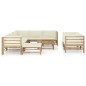 vidaXL Set de muebles de jardín 10 piezas bambú y cojines blanco crema vidaXL Set de muebles de jardín 10 piezas bambú y cojines blanco crema