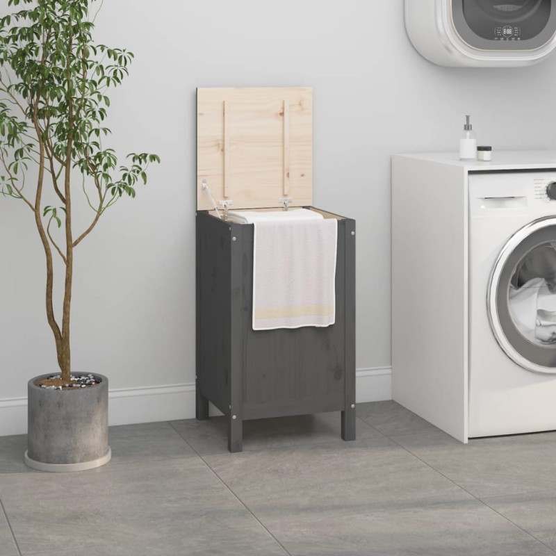 vidaXL Baúl para la colada madera maciza de pino gris 44x44x76 cm vidaXL Baúl para la colada madera maciza de pino gris 44x44x76 cm