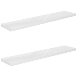 vidaXL Estante flotante pared 2 uds MDF blanco brillo 120x23,5x3,8 cm