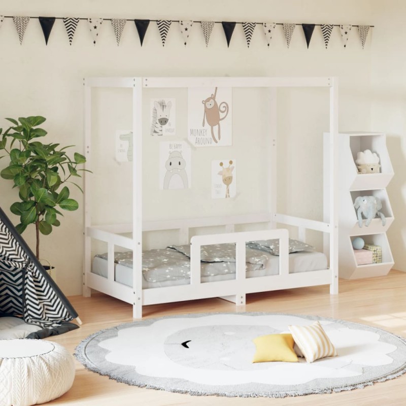 vidaXL Estructura de cama para niños madera de pino blanco 70x140 cm