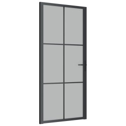 vidaXL Puerta interior de vidrio y aluminio negro mate 93x201,5 cm