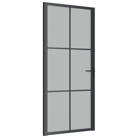 vidaXL Puerta interior de vidrio y aluminio negro mate 93x201,5 cm
