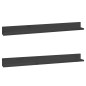 vidaXL Estantes de pared 2 uds madera maciza de pino gris 110x11x9 cm