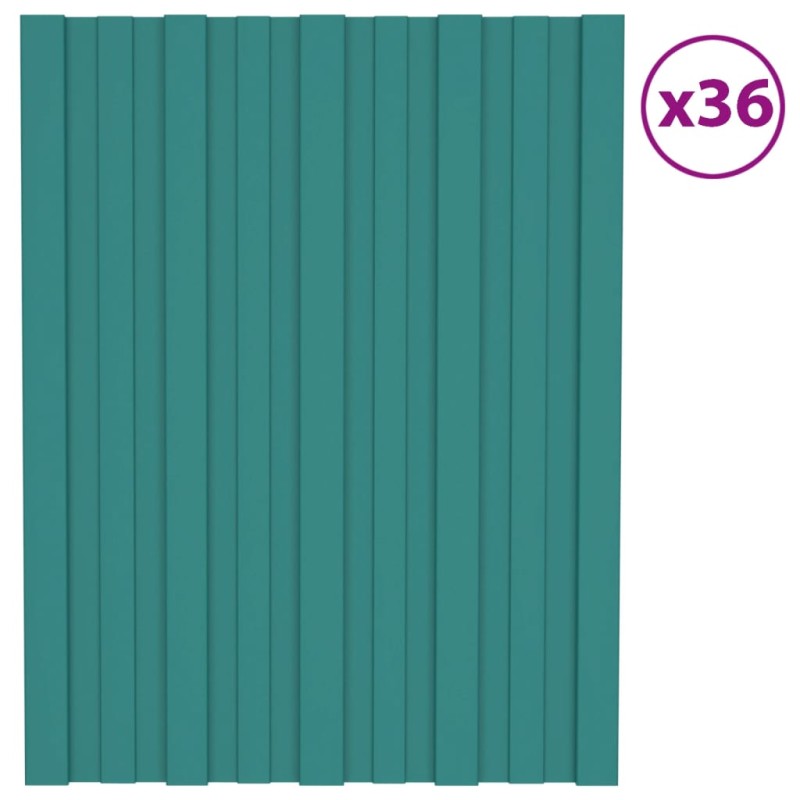 vidaXL Panel para tejado acero galvanizado verde 36 unidades 60x45 cm vidaXL Panel para tejado acero galvanizado verde 36 unidades 60x45 cm
