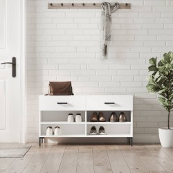 vidaXL Banco zapatero madera de ingeniería blanco 102x35x55 cm