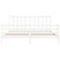 vidaXL Estructura cama de matrimonio con cabecero madera maciza blanco