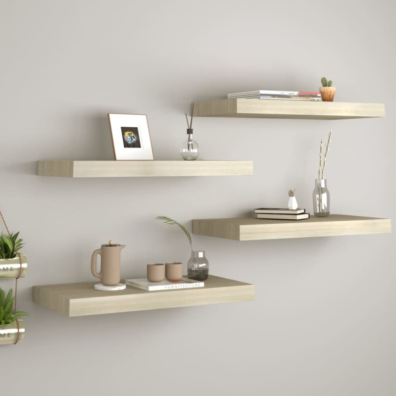 vidaXL Estante flotante de pared 4 uds MDF roble 60x23,5x3,8 cm