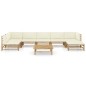 vidaXL Set de muebles de jardín 8 piezas bambú y cojines blanco crema vidaXL Set de muebles de jardín 8 piezas bambú y cojines blanco crema
