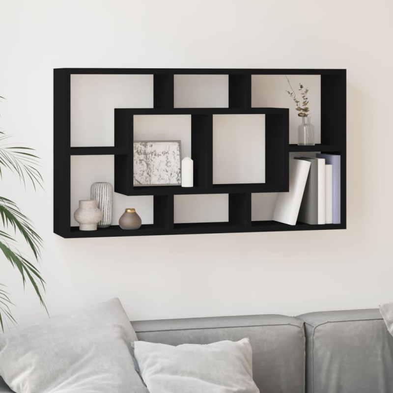 vidaXL Estantería de pared con 8 compartimentos negro vidaXL Estantería de pared con 8 compartimentos negro