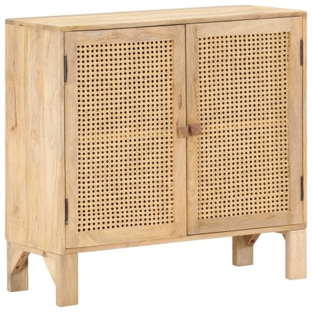 vidaXL Aparador de madera maciza mango y caña natural 80x30x73 cm