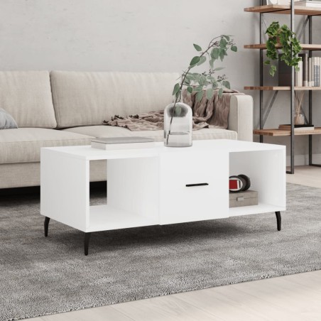 vidaXL Mesa de centro madera contrachapada blanco 102x50x40 cm