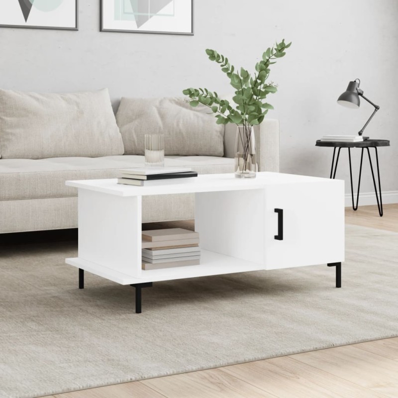 vidaXL Mesa de centro madera contrachapada blanco 90x50x40 cm vidaXL Mesa de centro madera contrachapada blanco 90x50x40 cm
