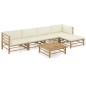 vidaXL Set de muebles de jardín 6 piezas bambú y cojines blanco crema vidaXL Set de muebles de jardín 6 piezas bambú y cojines blanco crema