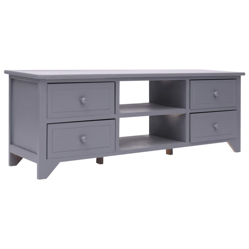 vidaXL Mueble para TV madera de paulownia gris 115x30x40 cm vidaXL Mueble para TV madera de paulownia gris 115x30x40 cm