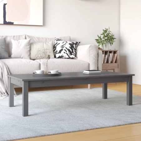 vidaXL Mesa de centro de madera maciza de pino gris 110x50x30 cm