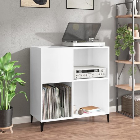 vidaXL Mueble discos madera contrachapada blanco brillo 84,5x38x89 cm