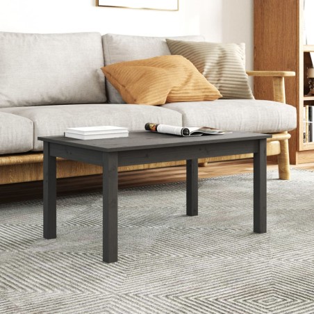 vidaXL Mesa de centro madera maciza de pino gris 80x50x40 cm
