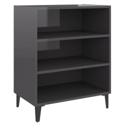 vidaXL Aparador de madera contrachapada gris brillante 57x35x70 cm