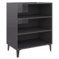 vidaXL Aparador de madera contrachapada gris brillante 57x35x70 cm