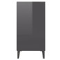 vidaXL Aparador de madera contrachapada gris brillante 57x35x70 cm